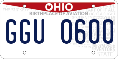 OH license plate GGU0600