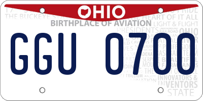 OH license plate GGU0700