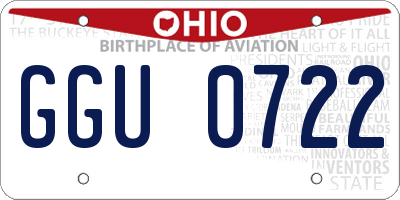 OH license plate GGU0722