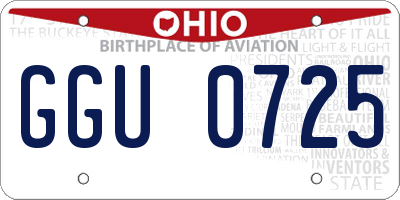 OH license plate GGU0725