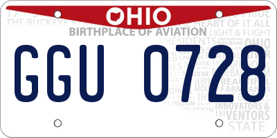 OH license plate GGU0728