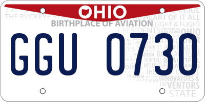 OH license plate GGU0730