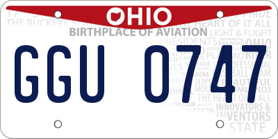 OH license plate GGU0747