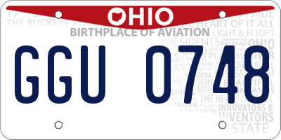 OH license plate GGU0748