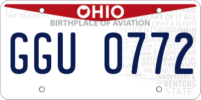 OH license plate GGU0772