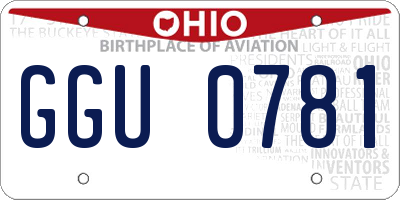OH license plate GGU0781
