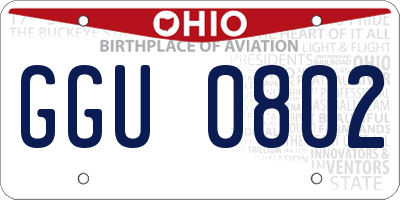 OH license plate GGU0802