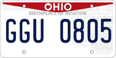 OH license plate GGU0805