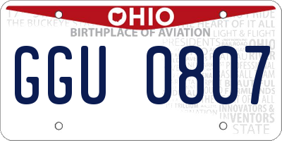 OH license plate GGU0807