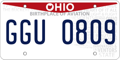 OH license plate GGU0809