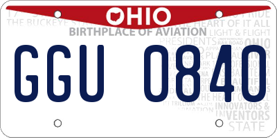 OH license plate GGU0840