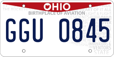 OH license plate GGU0845