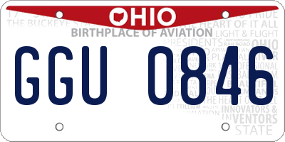 OH license plate GGU0846