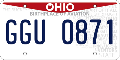 OH license plate GGU0871
