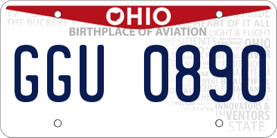 OH license plate GGU0890
