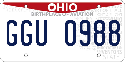 OH license plate GGU0988