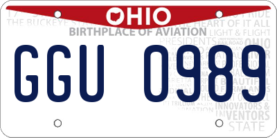 OH license plate GGU0989