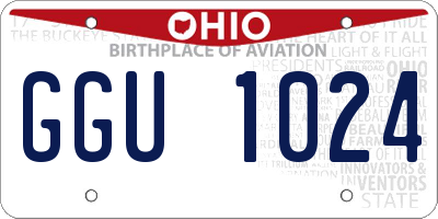 OH license plate GGU1024