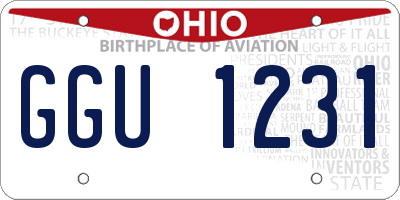 OH license plate GGU1231