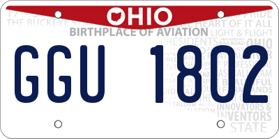 OH license plate GGU1802