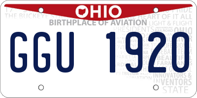 OH license plate GGU1920