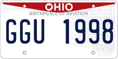 OH license plate GGU1998