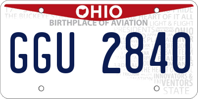OH license plate GGU2840
