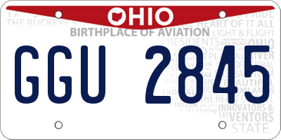 OH license plate GGU2845