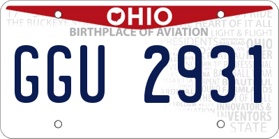 OH license plate GGU2931