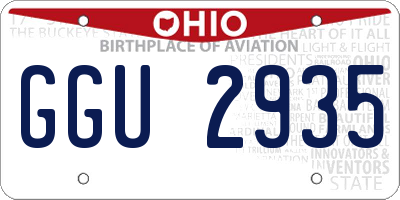 OH license plate GGU2935
