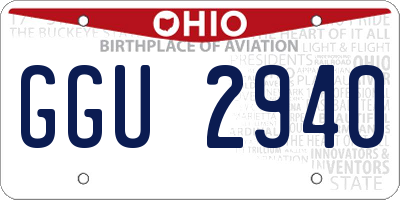 OH license plate GGU2940