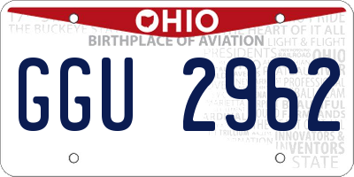 OH license plate GGU2962