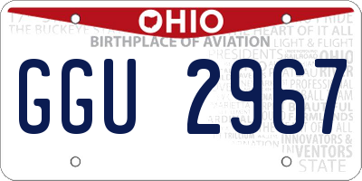 OH license plate GGU2967