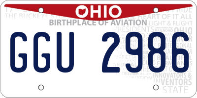 OH license plate GGU2986