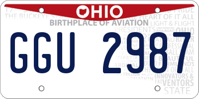 OH license plate GGU2987