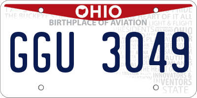 OH license plate GGU3049