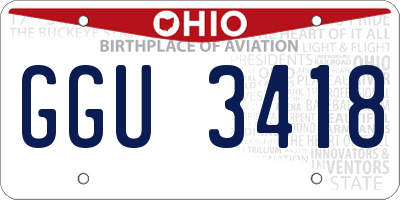 OH license plate GGU3418
