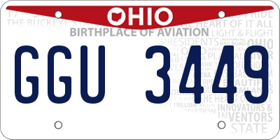 OH license plate GGU3449