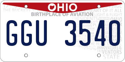 OH license plate GGU3540