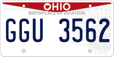 OH license plate GGU3562