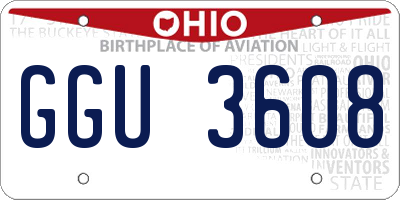 OH license plate GGU3608