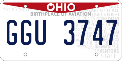 OH license plate GGU3747