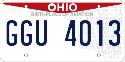 OH license plate GGU4013