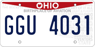 OH license plate GGU4031