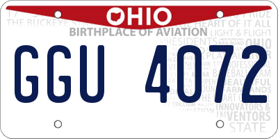 OH license plate GGU4072