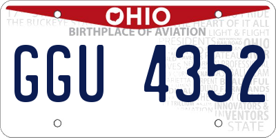OH license plate GGU4352