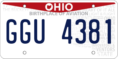 OH license plate GGU4381