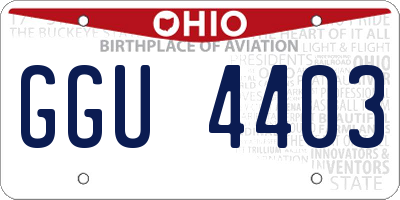 OH license plate GGU4403
