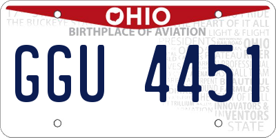 OH license plate GGU4451