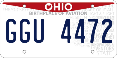 OH license plate GGU4472